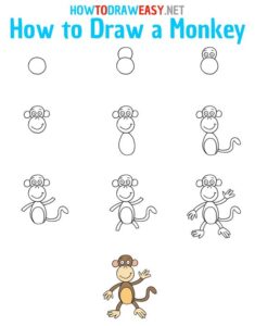 آموزش نقاشی میمون کودکانه