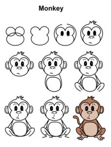 آموزش نقاشی میمون برای کودکان