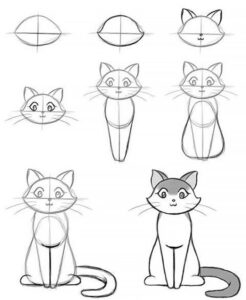 آموزش نقاشی گربه کیوت