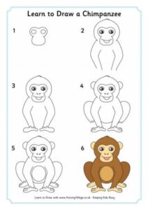 آموزش نقاشی میمون آسان