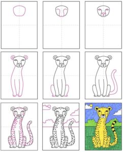 آموزش نقاشی یوزپلنگ برای کودکان
