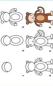 آموزش نقاشی میمون با اشکال هندسی