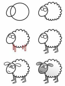 آموزش نقاشی گوسفند کودکانه