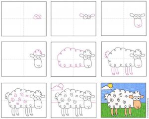 آموزش نقاشی گوسفند برای کودکان