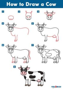آموزش نقاشی گاو برای پیش دبستانی