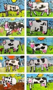 نقاشی گاو مزرعه