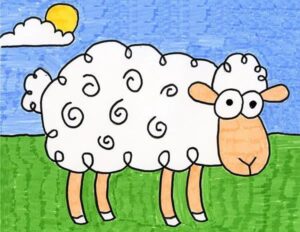 نقاشی گوسفند کودکانه