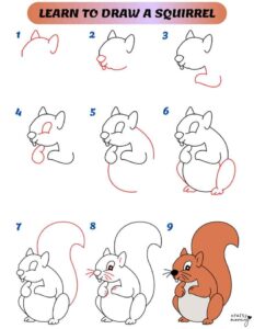 آموزش نقاشی سنجاب کودکانه