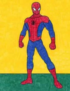 نقاشی مرد عنکبوتی ساده